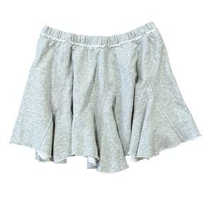 Aerie Women's Heather Gray Fleece Godet Mini Skirt Raw Hem NWT Small